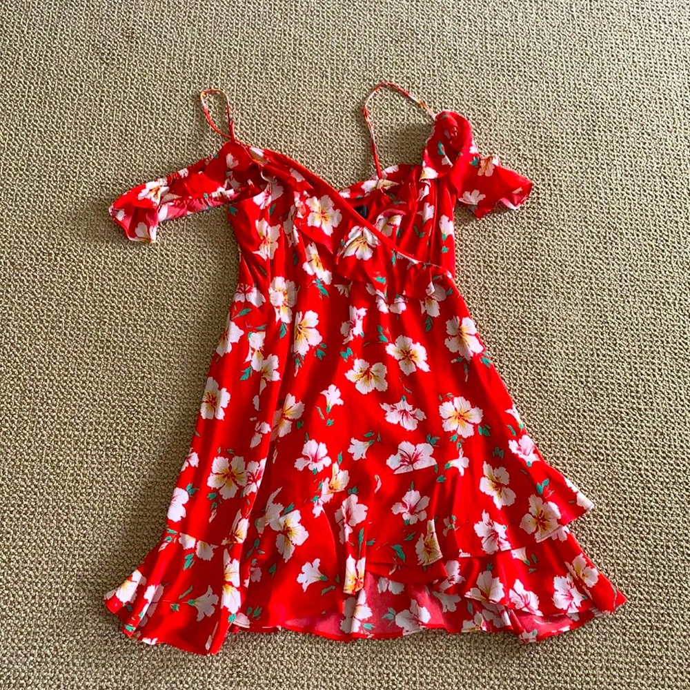 Revolve red floral mini dress